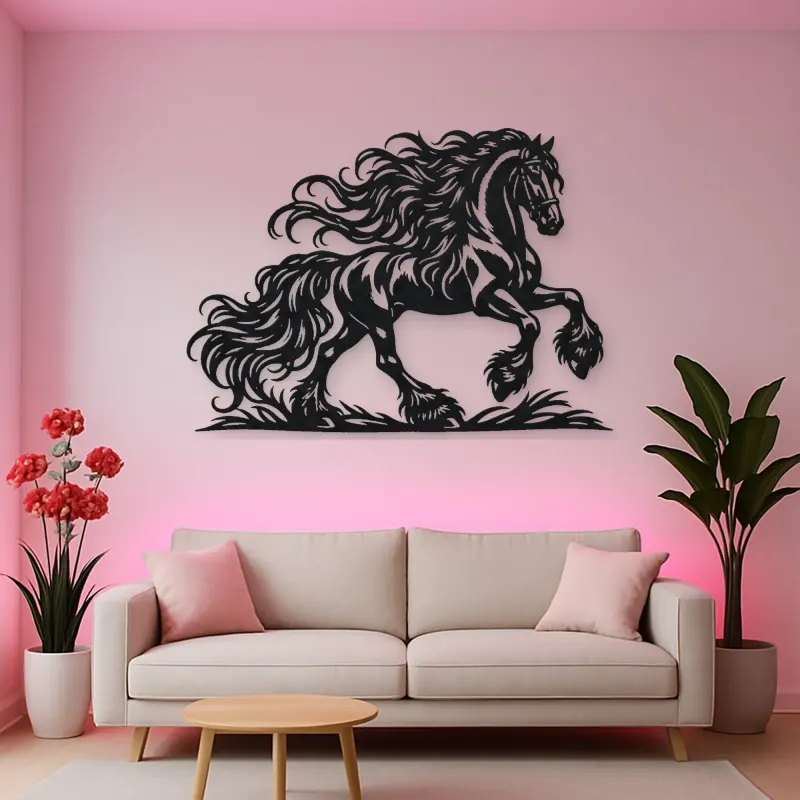 Friesian Mane Flow Metal Wall Art | Equestrian Wall Decor