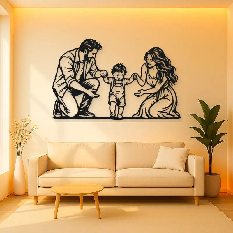 Baby First Steps Metal Wall Art | Family Silhouette Decor