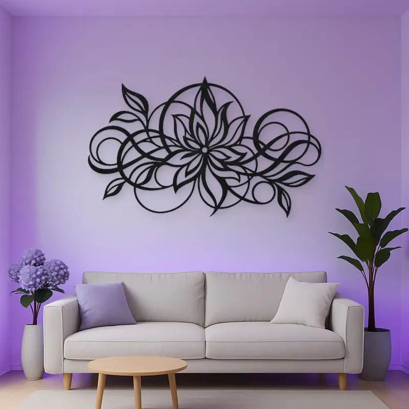 Geometric Flower Flow Metal Wall Art | Modern Abstract Metal Decor