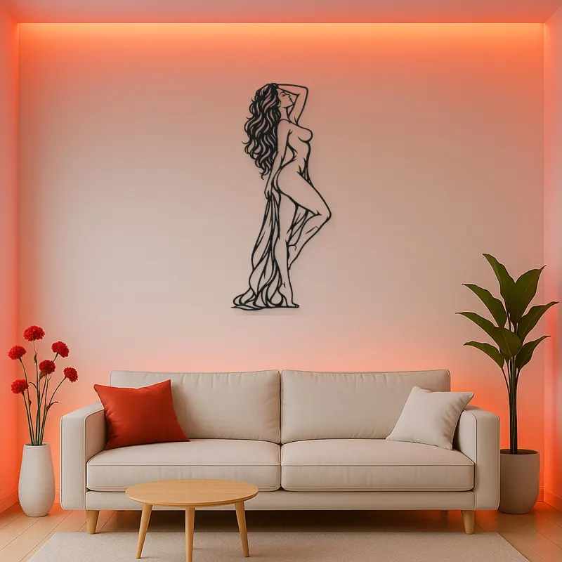 Confident Side Profile Metal Wall Art | Minimalist Woman Line Art