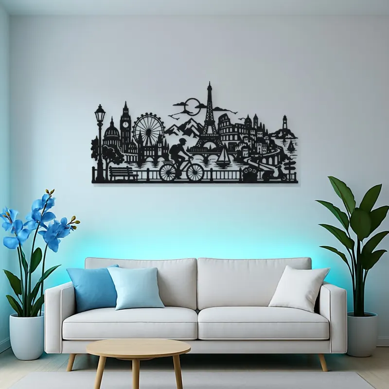 Bicycle City Ride Metal Wall Art | Travel and City Wall Decor