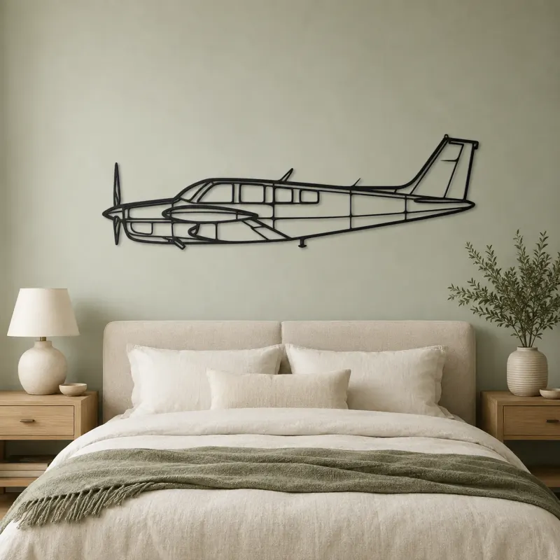 Bonanza A36TC Airplane Silhouette Metal Wall Art, Metal Aircraft Silhouette, Aviation Wall Decor, Aviator Decor - lifestyle view 2