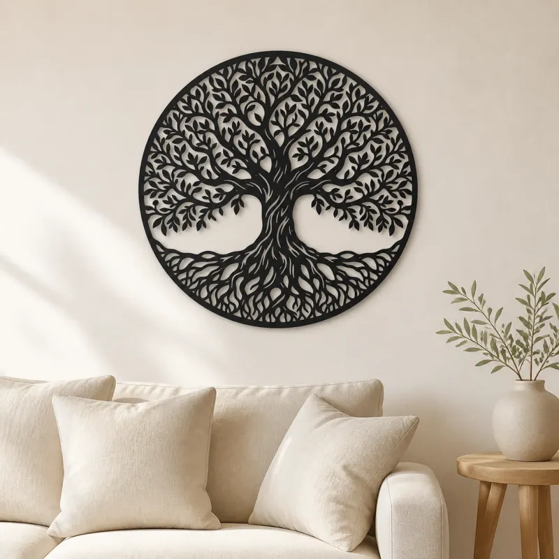 Arte mural de metal árbol de la vida clásico | Decoración de metal botánica