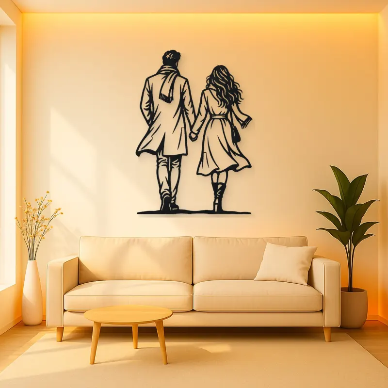Evening Stroll Couple Metal Wall Art | Romantic Couple Decor