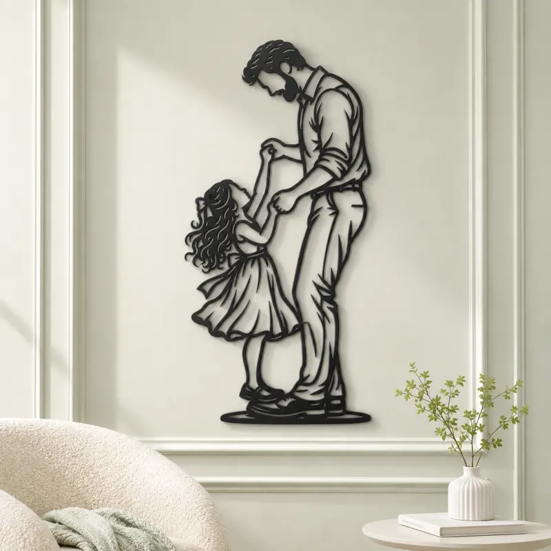 Father Daughter Dance Metal Wall Art | Family Silhouette Decor - lifestyle view 2