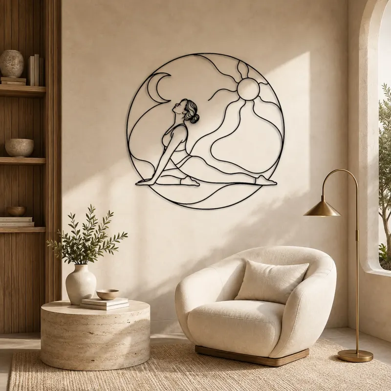 Pigeon Pose Release Metal Wall Art | Yoga and Meditation Wall Decor - lifestyle view 5