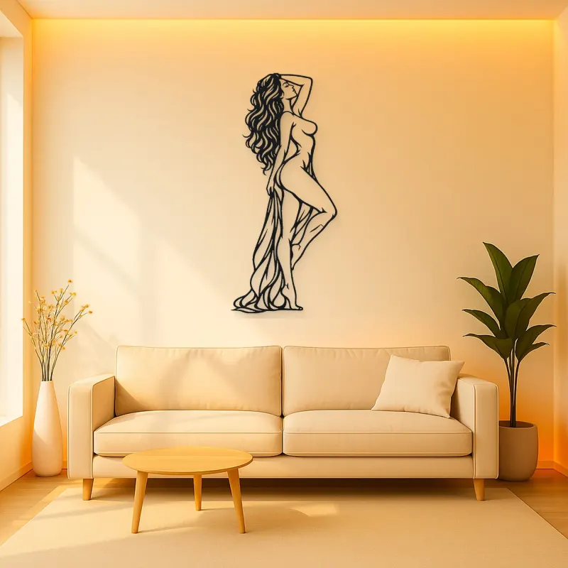 Confident Side Profile Metal Wall Art | Minimalist Woman Line Art