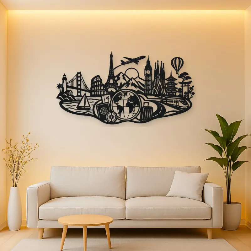 Passport Journey Symbol Metal Wall Art | Travel and City Wall Decor