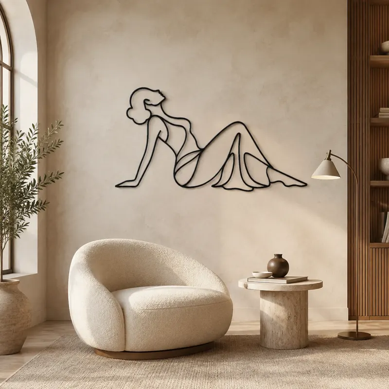 Reclining Side Silhouette Metal Wall Art | Feminine Figure Wall Decor - lifestyle view 5