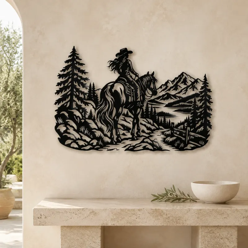 Rider on Trail Metal Wall Art | Equestrian Wall Decor - lifestyle view 3