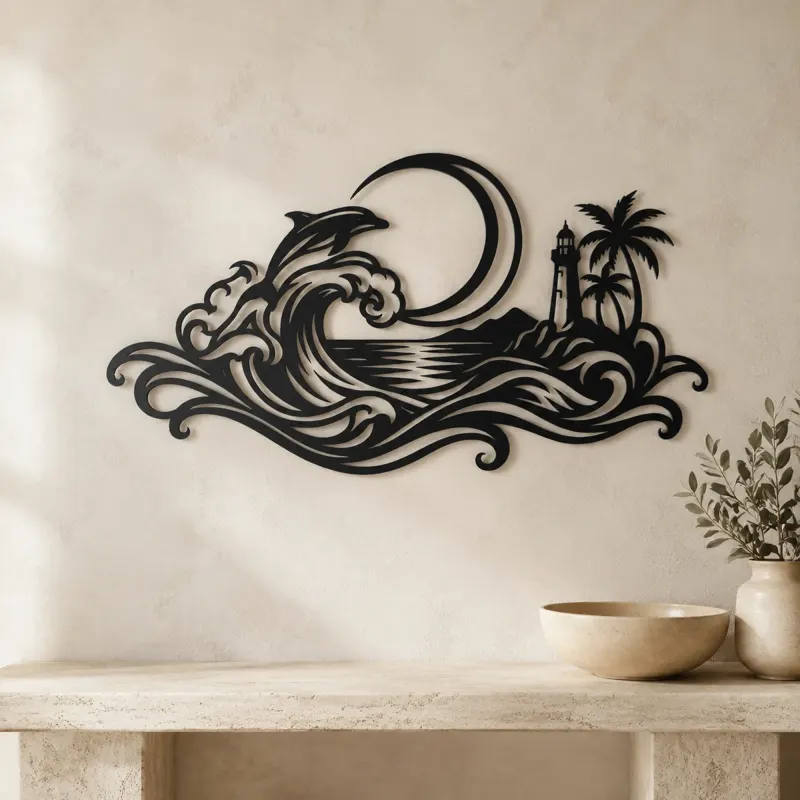 Crescent Moon Tide Metal Wall Art | Coastal and Nautical Wall Decor - lifestyle view 3