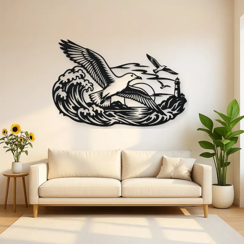 Seagull Wave Flight Metal Wall Art | Coastal and Nautical Wall Decor