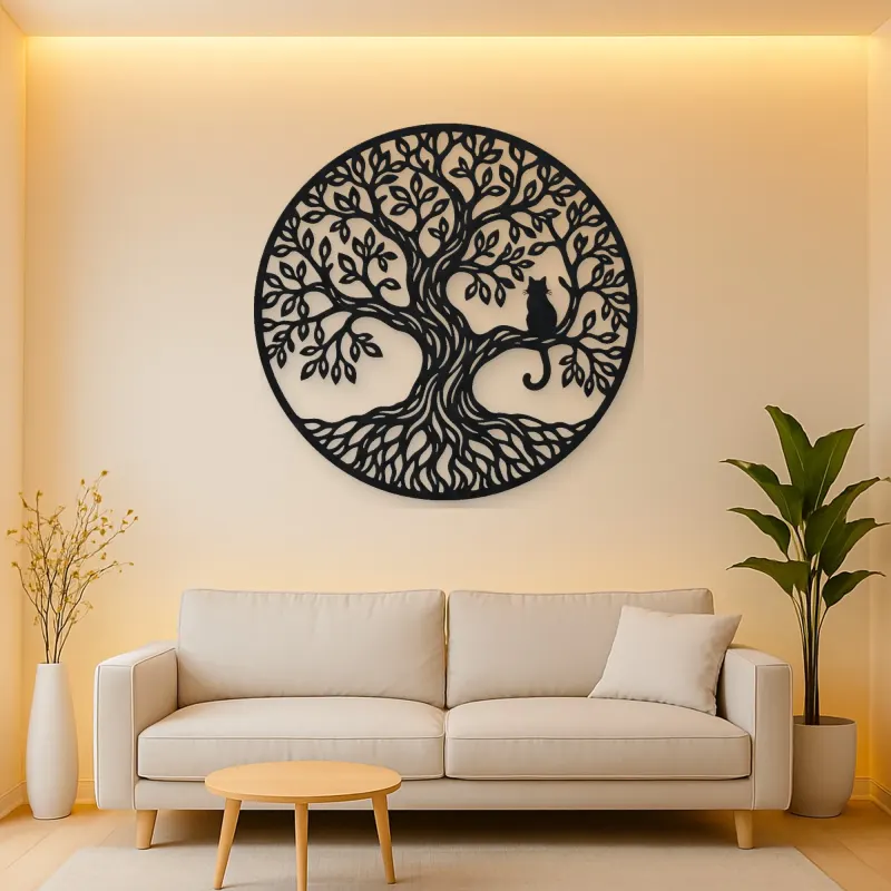 Tree with Cat Metal Wall Art | Pet Lover Silhouette Decor