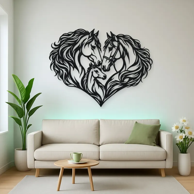 Horse Heart Profiles Metal Wall Art | Equestrian Wall Decor