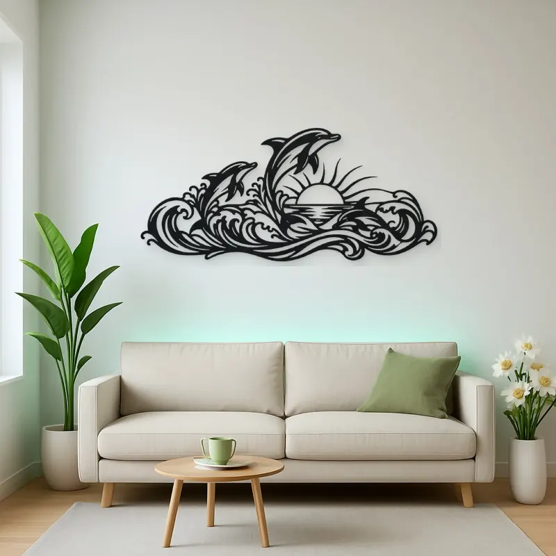 Dolphin Wave Dance Metal Wall Art | Coastal and Nautical Wall Decor
