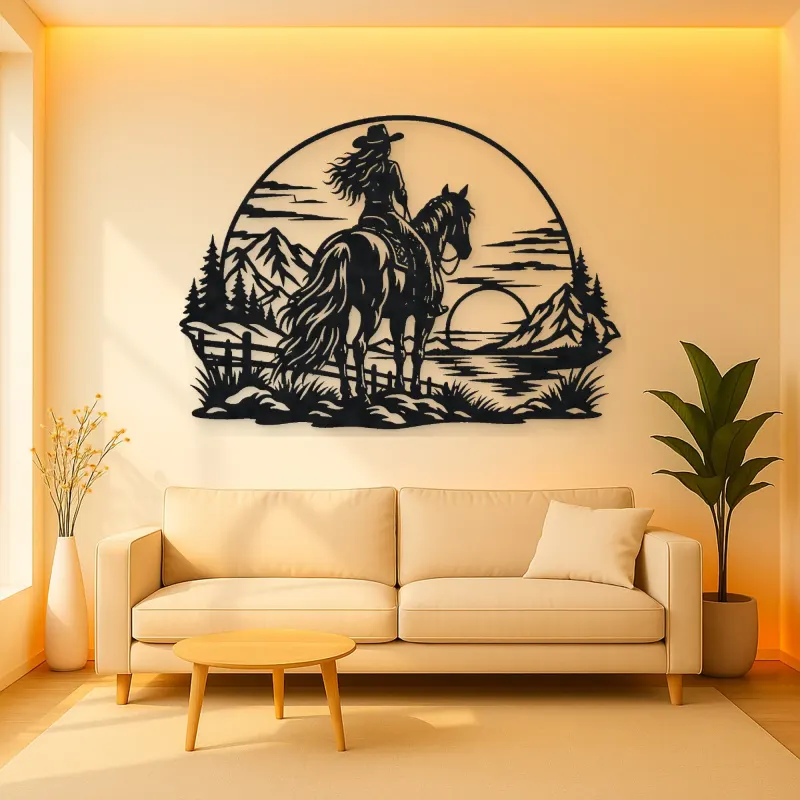 Western Rider Sunset Metal Wall Art | Equestrian Wall Decor