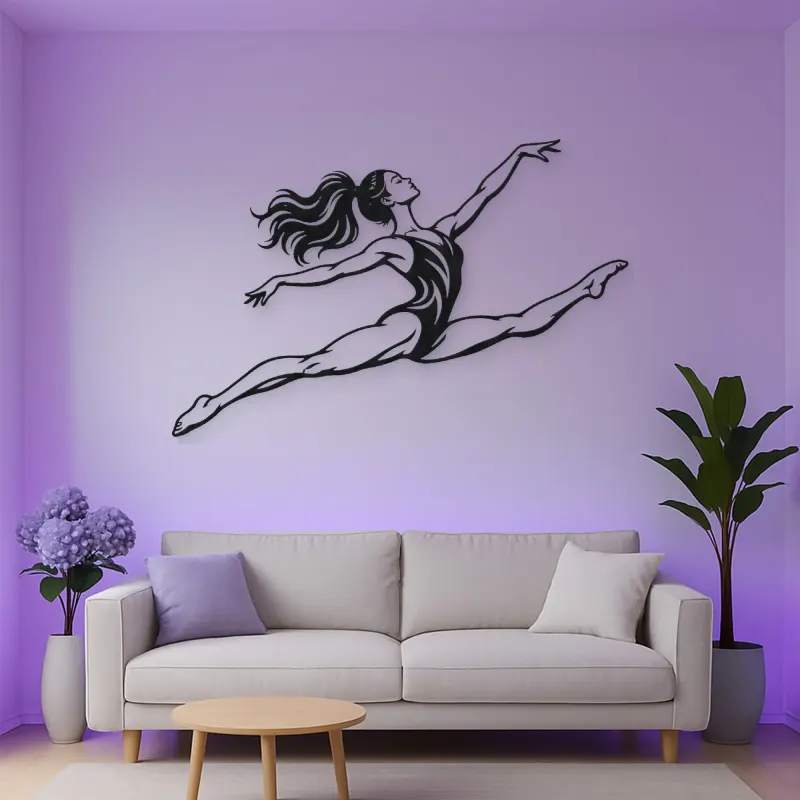 Gymnastics Split Leap Metal Wall Art | Movement Silhouette Decor