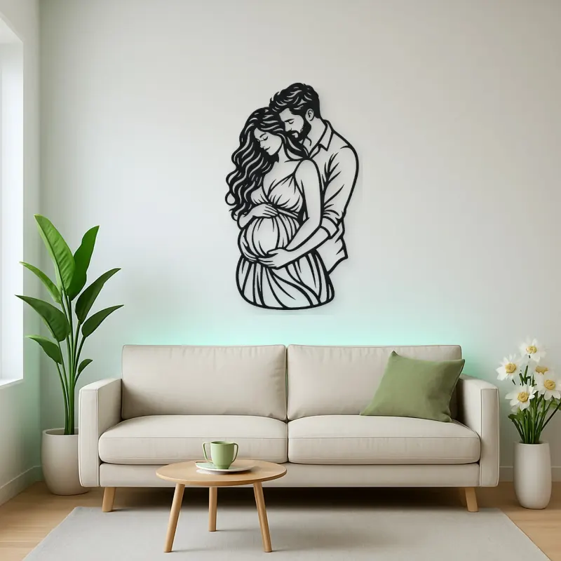 Expecting Parents Metal Wall Art | Family Silhouette Decor