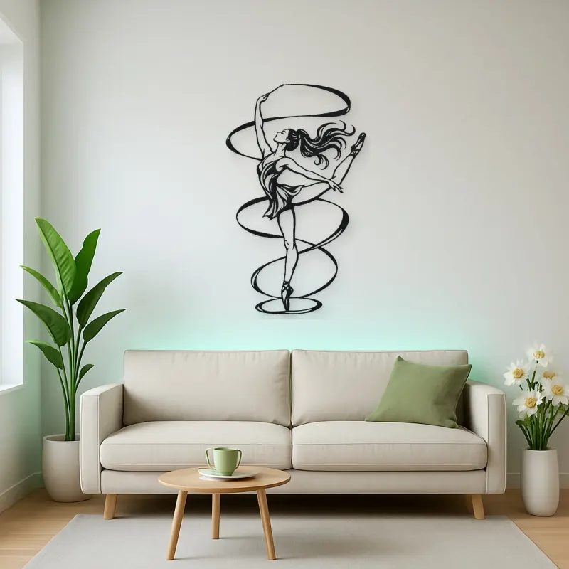 Ribbon Dancer Metal Wall Art | Movement Silhouette Decor