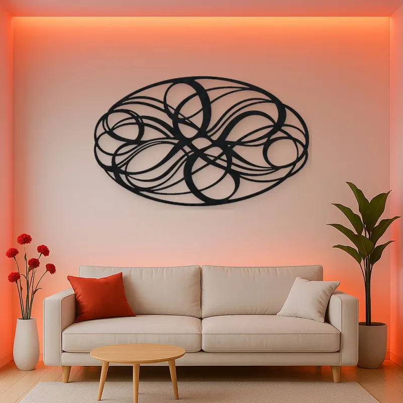 Woven Oval Network Metal Wall Art | Modern Abstract Metal Decor