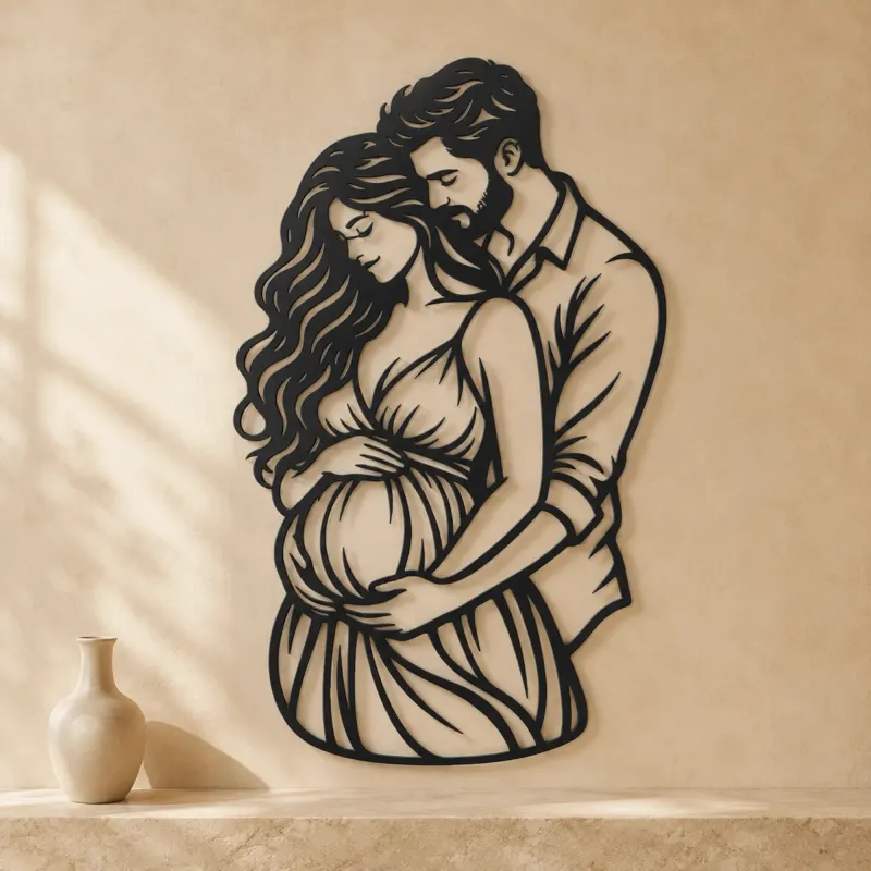 Expecting Parents Metal Wall Art | Family Silhouette Decor - lifestyle view 3