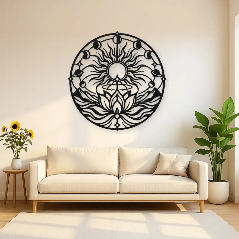Solar Lotus Metal Wall Art | Botanical Metal Wall Decor