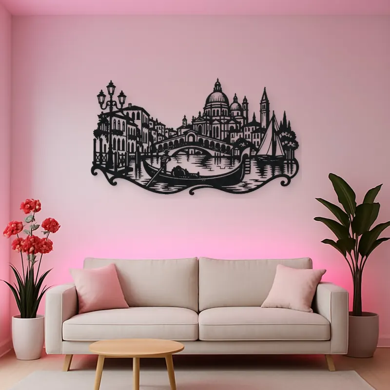 Venice Gondola Curve Metal Wall Art | Travel and City Wall Decor