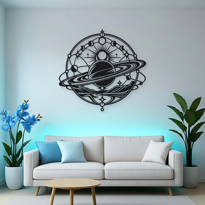 Saturn Ring Rhythm Metal Wall Art | Celestial Boho Wall Decor