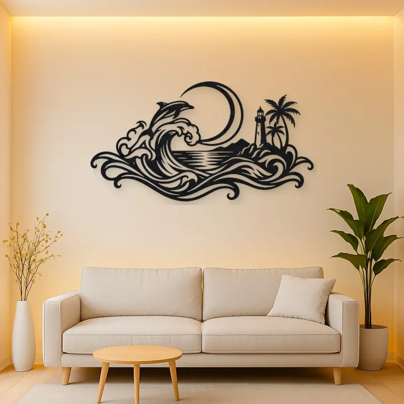 Crescent Moon Tide Metal Wall Art | Coastal and Nautical Wall Decor