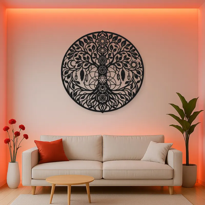 Seven Chakra Tree Metal Wall Art | Botanical Metal Wall Decor