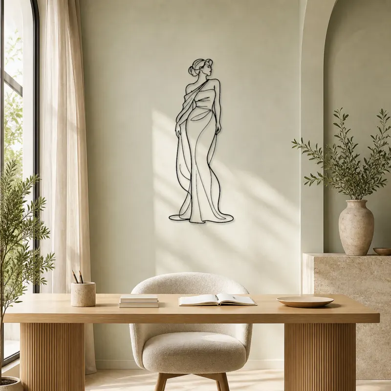 Shoulder Drape Elegance Metal Wall Art | Fashion Figure Wall Decor - lifestyle view 4