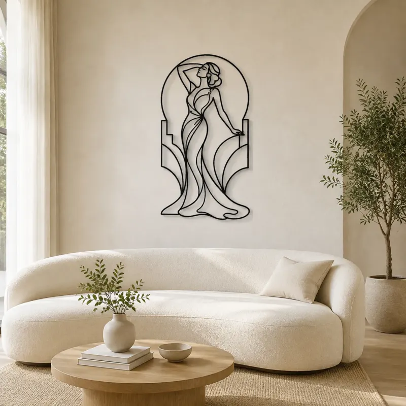 Cartel de metal de musa Art Deco | Decoración mural de figura de moda