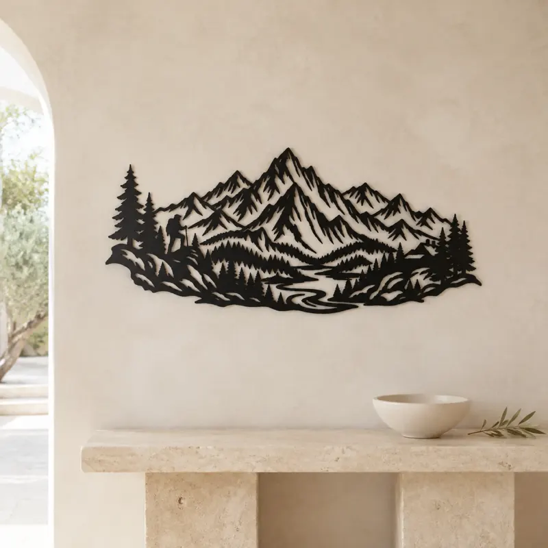 Jagged Adventure Range Metal Wall Art | Nature Silhouette Decor - lifestyle view 3