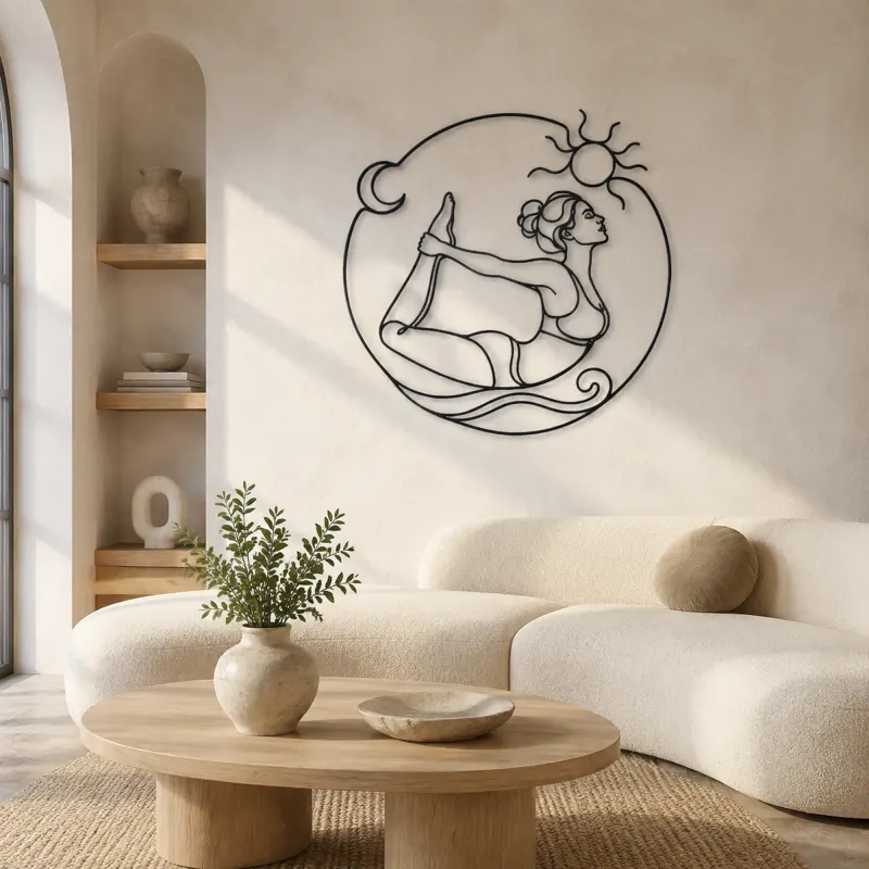 Bow Pose Energy Metal Wall Art | Yoga and Meditation Wall Decor - lifestyle view 3