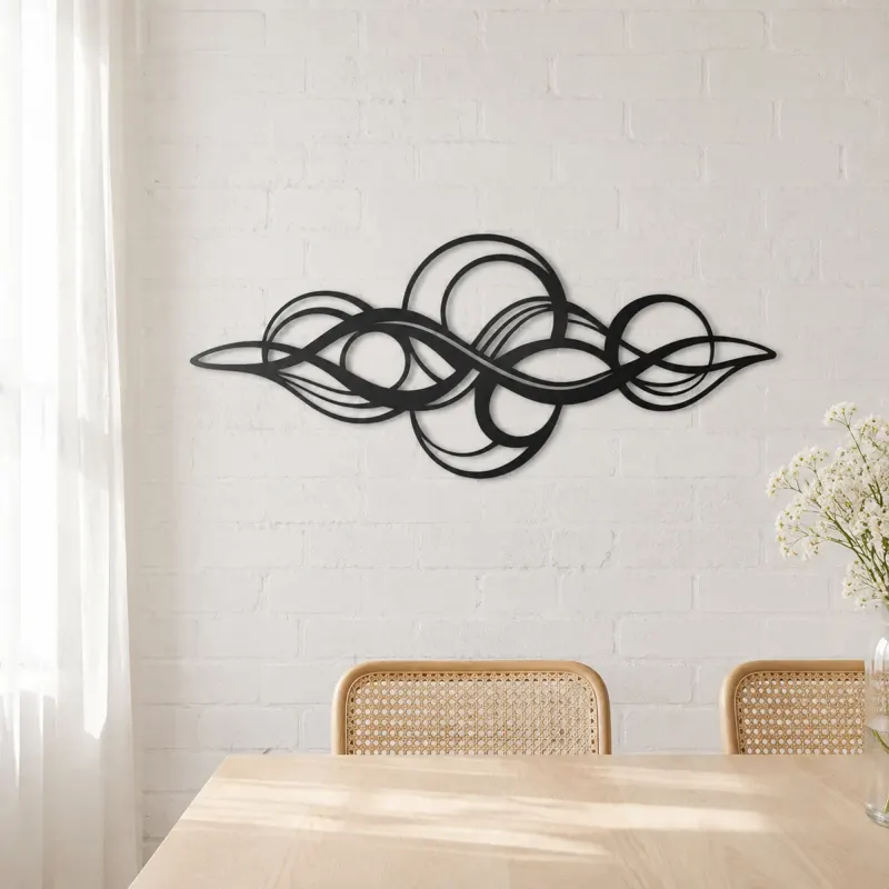 Calm Horizontal Rhythm Metal Wall Art | Modern Abstract Metal Decor - lifestyle view 4