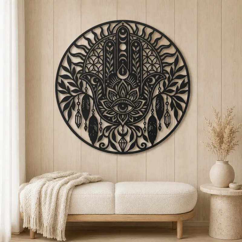 Protection Hand Metal Wall Art | Spiritual Boho Metal Decor - lifestyle view 5