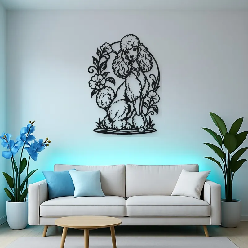 Poodle Elegant Pose Metal Wall Art | Pet Lover Silhouette Decor
