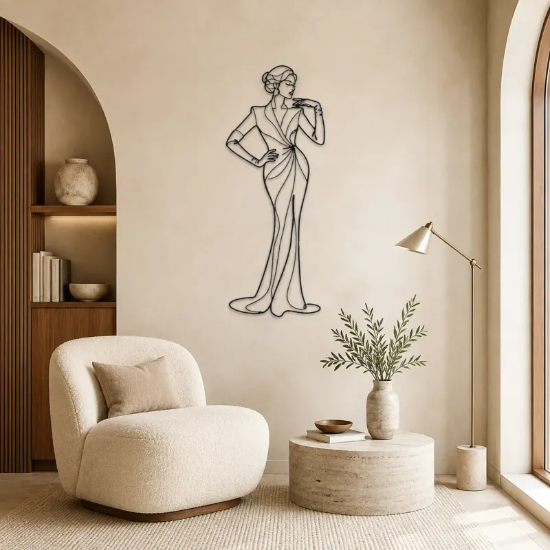 Evening Glove Pose Metal Wall Art | Fashion Figure Wall Decor - lifestyle view 5