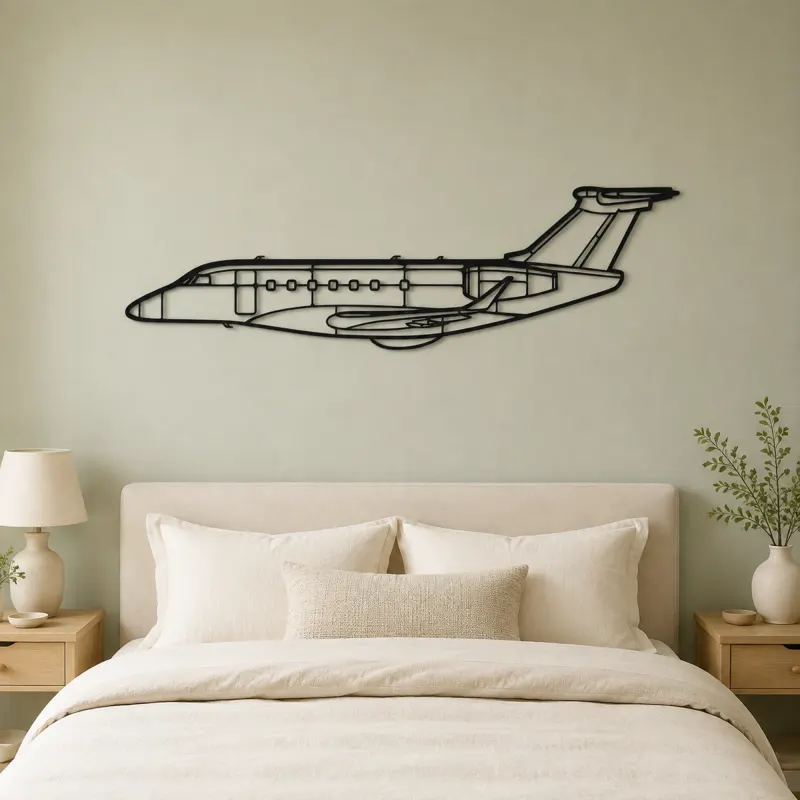 Praetor 600 Airplane Silhouette Metal Wall Art, Metal Aircraft Silhouette, Aviation Wall Decor, Aviator Decor - lifestyle view 2