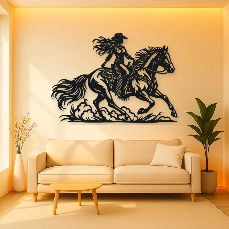 Cowgirl and Horse Metal Wall Art | Equestrian Wall Decor