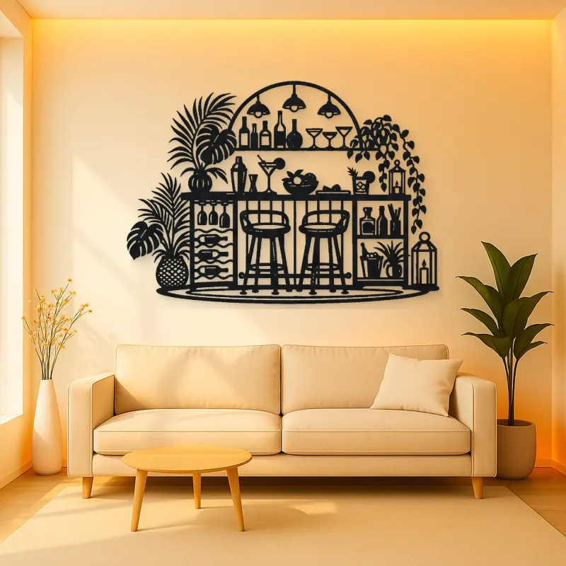 Cocktail Bar Flow Metal Wall Art | Cozy Home Metal Decor