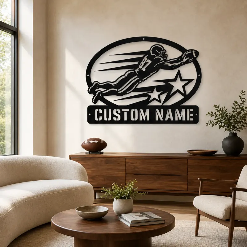 Décoration murale en métal personnalisée - Receveur plongeant numéro 87 étoiles