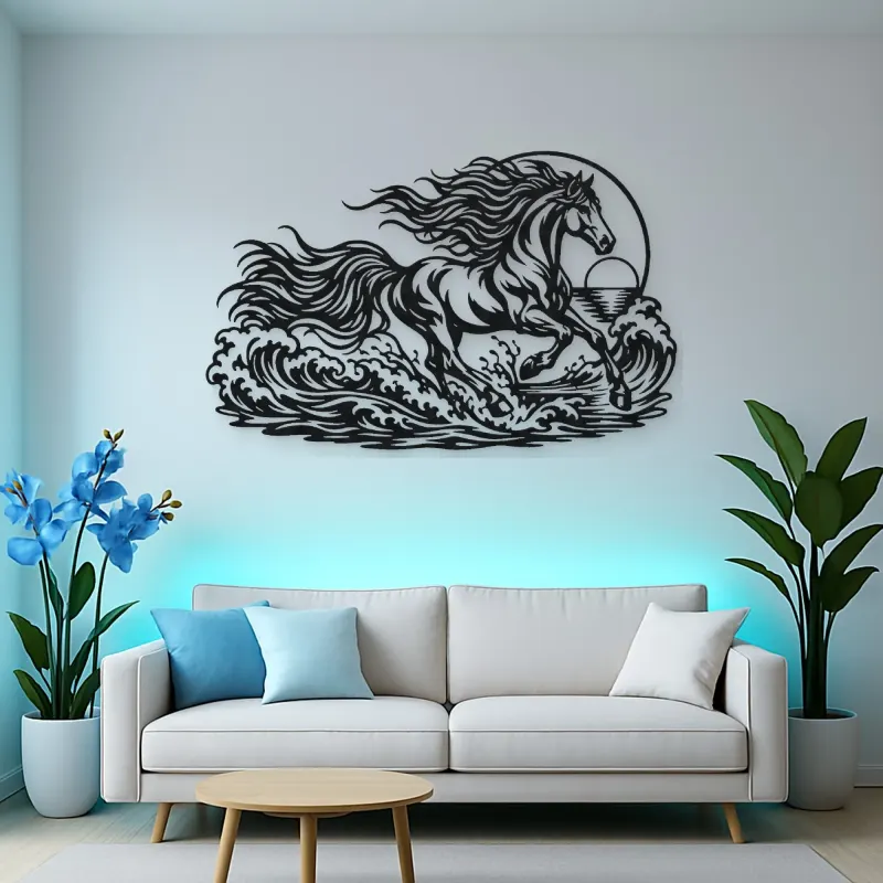 Horse Ocean Gallop Metal Wall Art | Equestrian Wall Decor