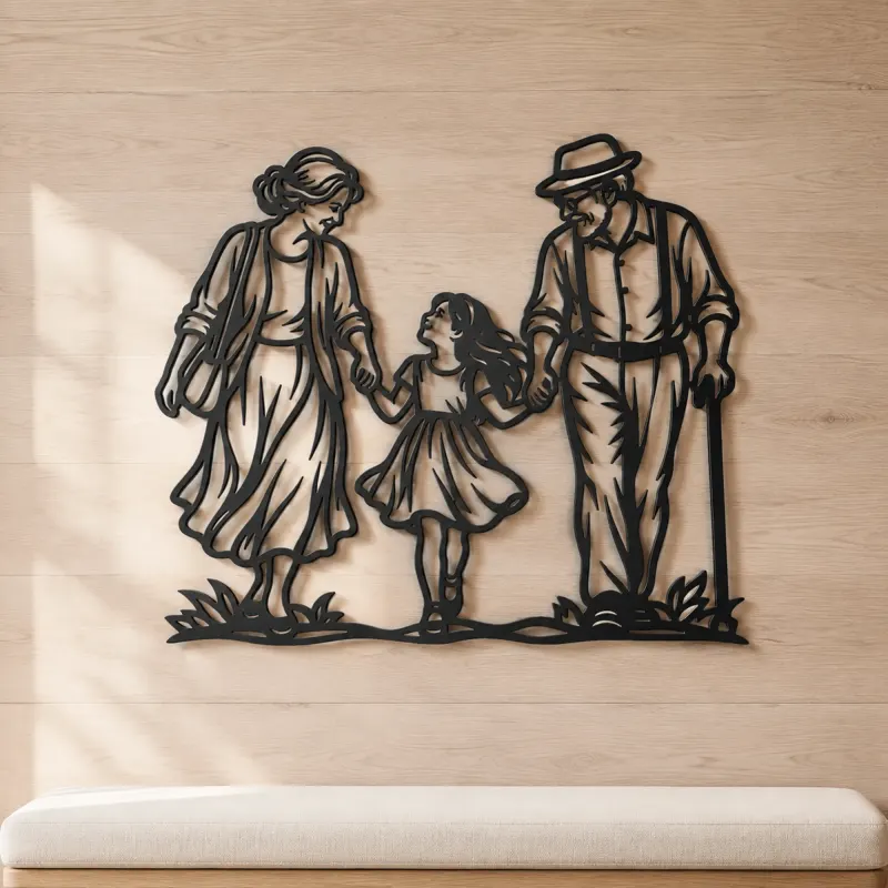 Grandparents Grandchild Metal Wall Art | Family Silhouette Decor - lifestyle view 5