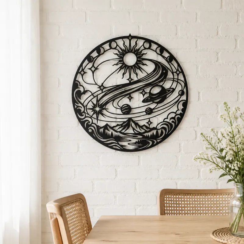 Comet Trail Curve Metal Wall Art | Nature Silhouette Decor - lifestyle view 4