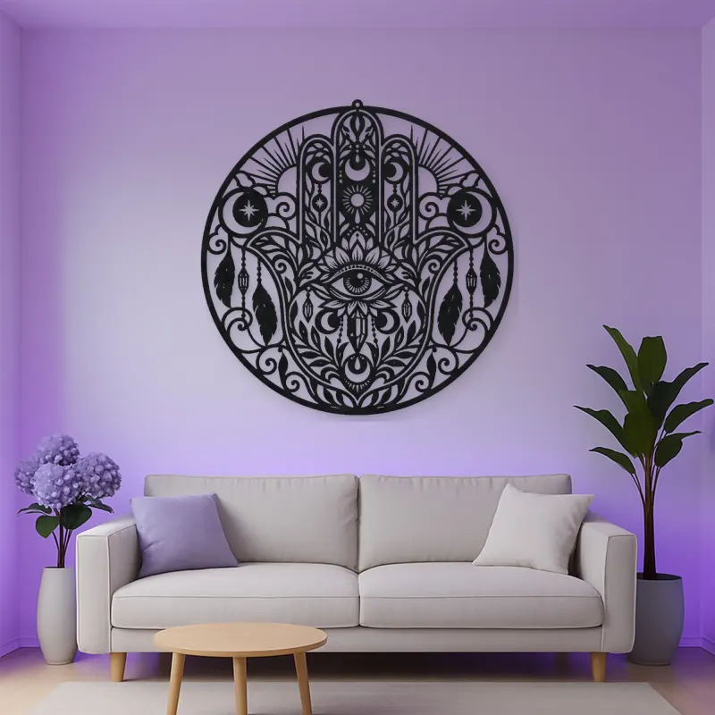 Celestial Hamsa Metal Wall Art | Spiritual Boho Metal Decor
