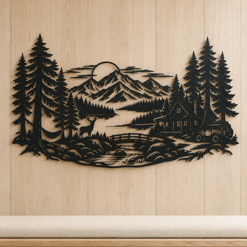 Endless Evergreen Horizon Metal Wall Art | Nature Silhouette Decor - lifestyle view 5