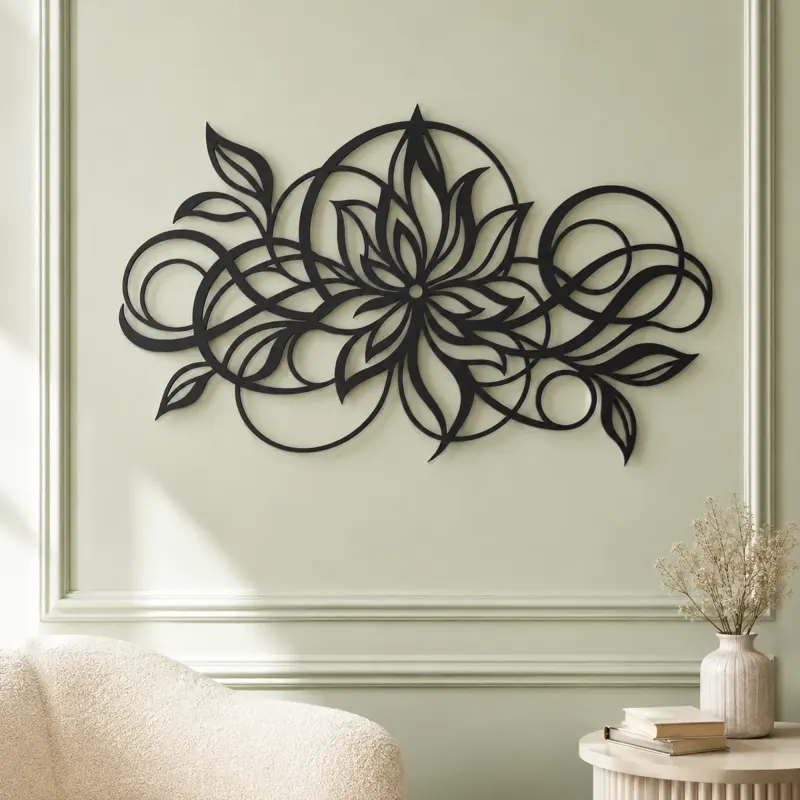 Geometric Flower Flow Metal Wall Art | Modern Abstract Metal Decor - lifestyle view 2
