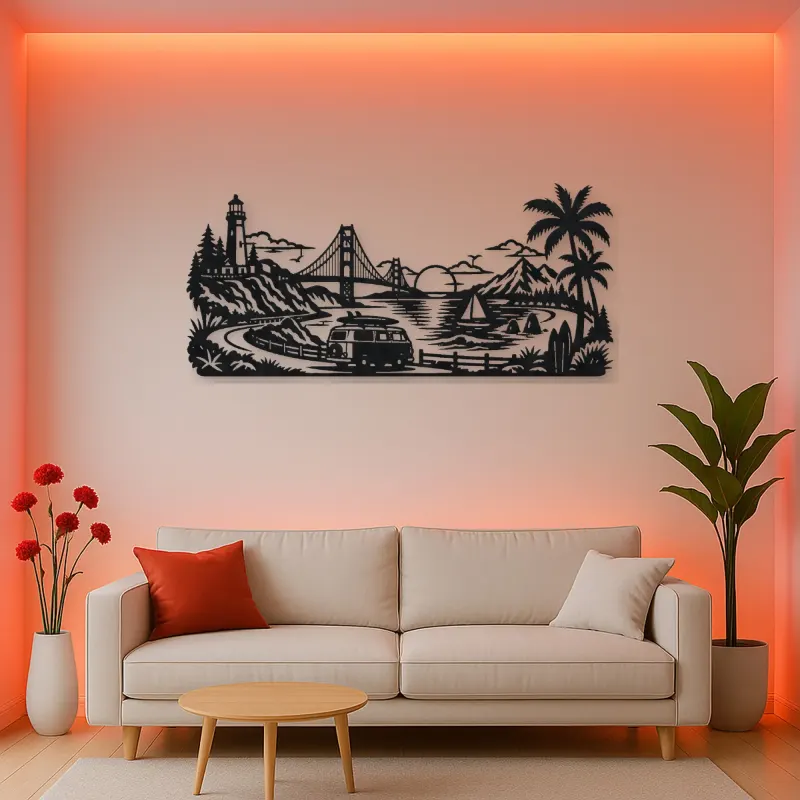 Van Life Coast Metal Wall Art | Travel and City Wall Decor