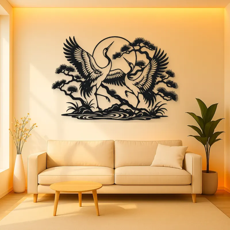 Crane Dance Metal Wall Art | Wildlife Silhouette Decor